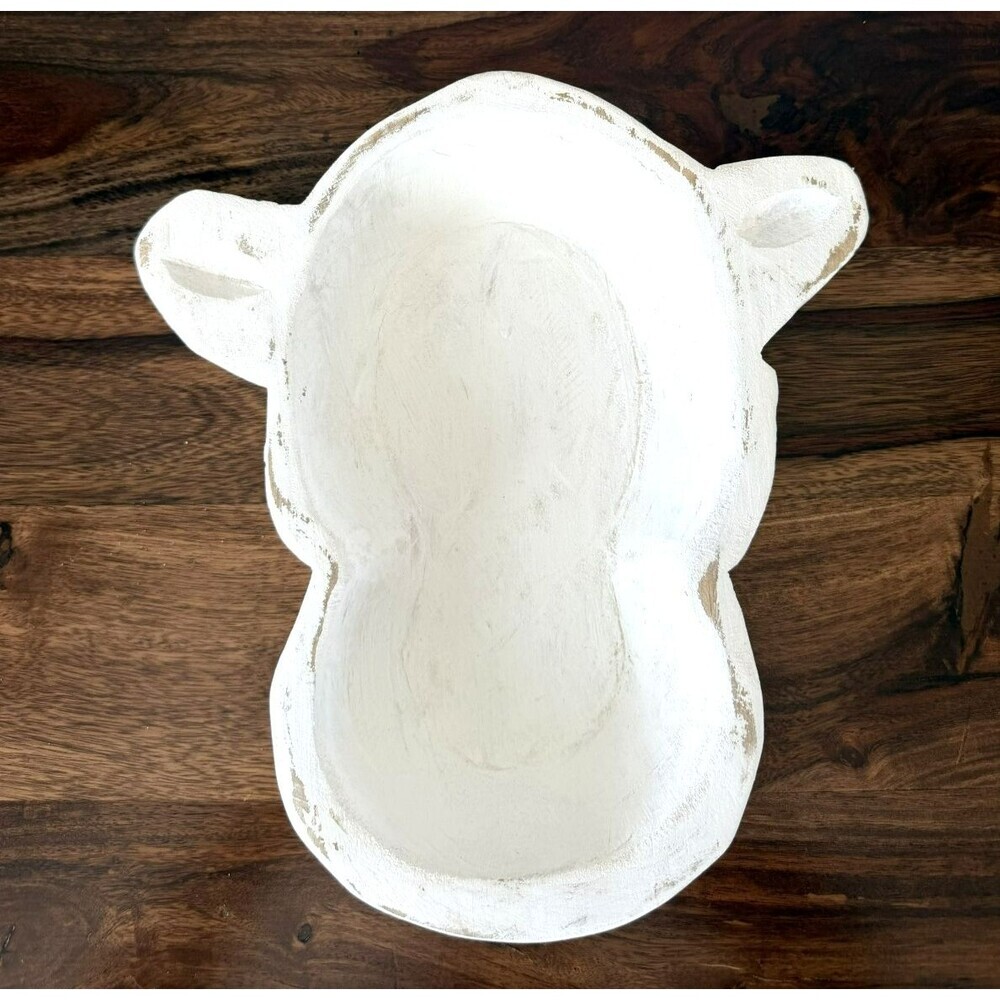 Reclaimed Hand carved Cow Head 11.5" long x 12" wide Farmhouse Natural white
